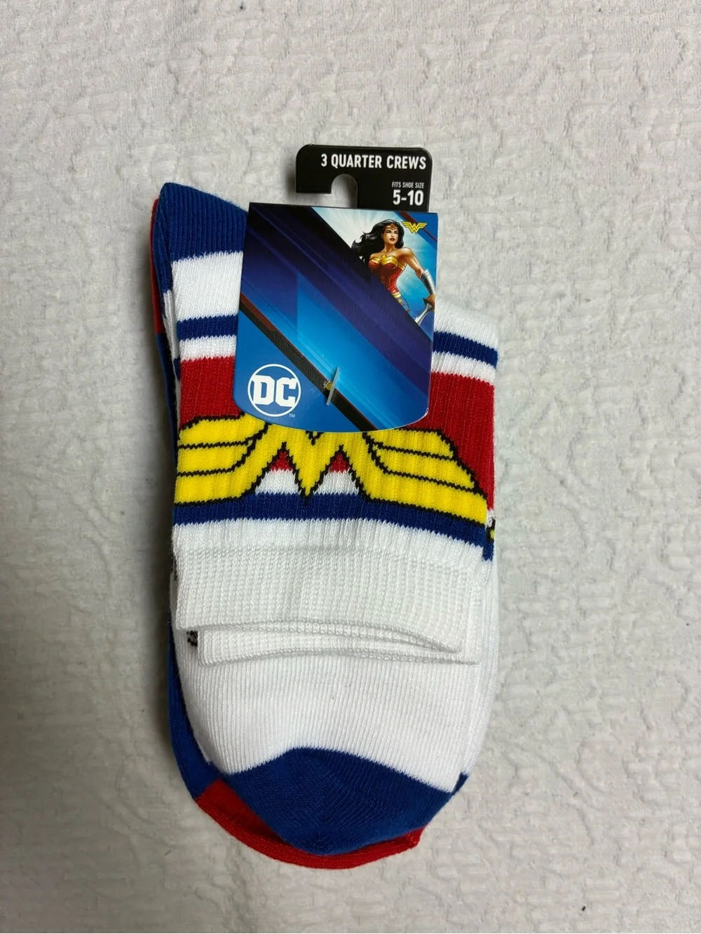 Bioworld Wonder Woman Crew Socks - Red, White, Blue